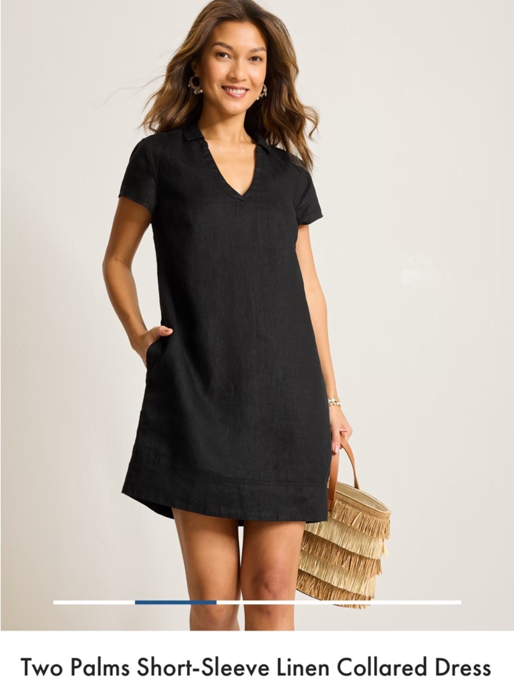 Tommy Bahama Two Palms Linen Black Short-Sleeve  Collared Dress NWT Sz M